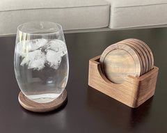 Set of 6 Walnut Wood Beverage Coasters - Wildwood Eyewear | Sunglasses Canada